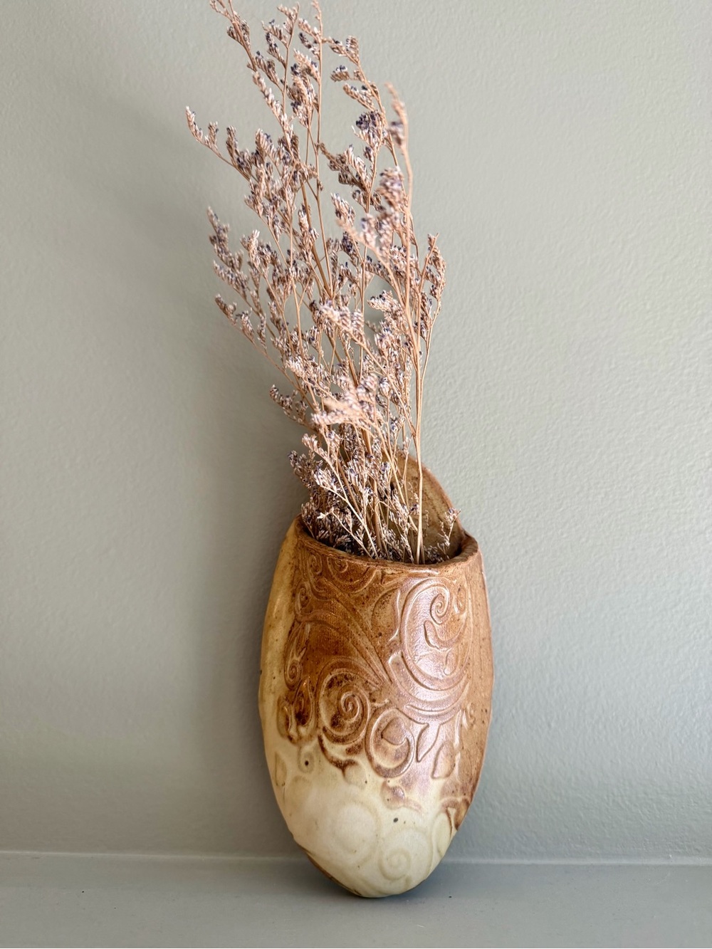 Studio Art Pottery Wall Vase, Wall Pocket Decor